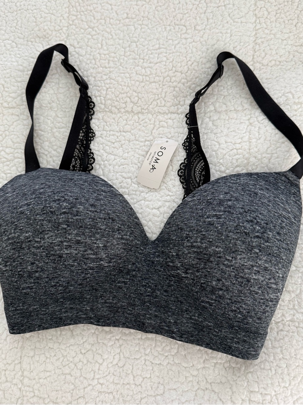 Soma Heather Charcoal Lace Wireless Bra in Charcoal Gray